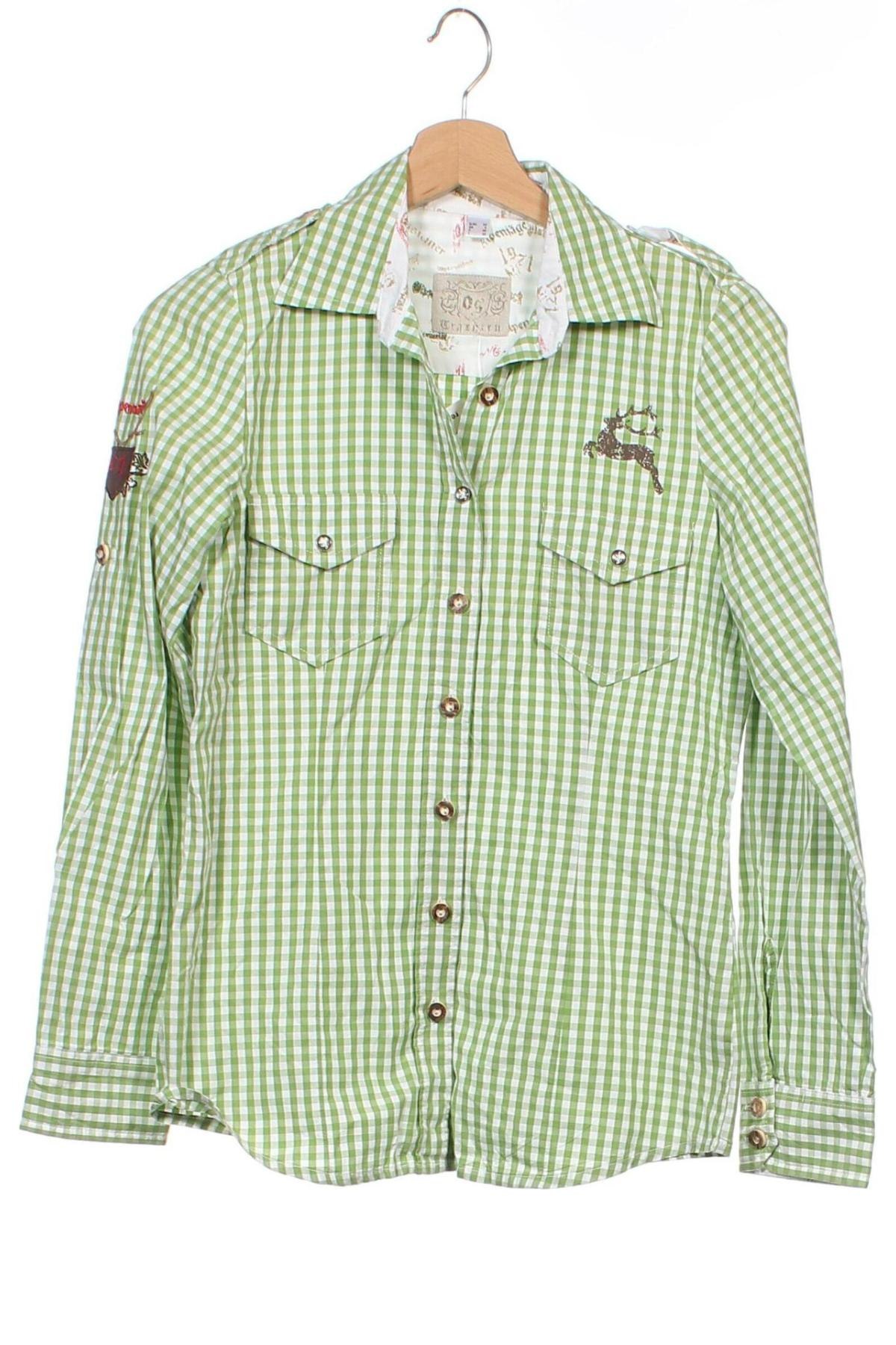 Γυναικείο πουκάμισο Os Trachten, Μέγεθος XS, Χρώμα Πράσινο, Τιμή 3,15 €