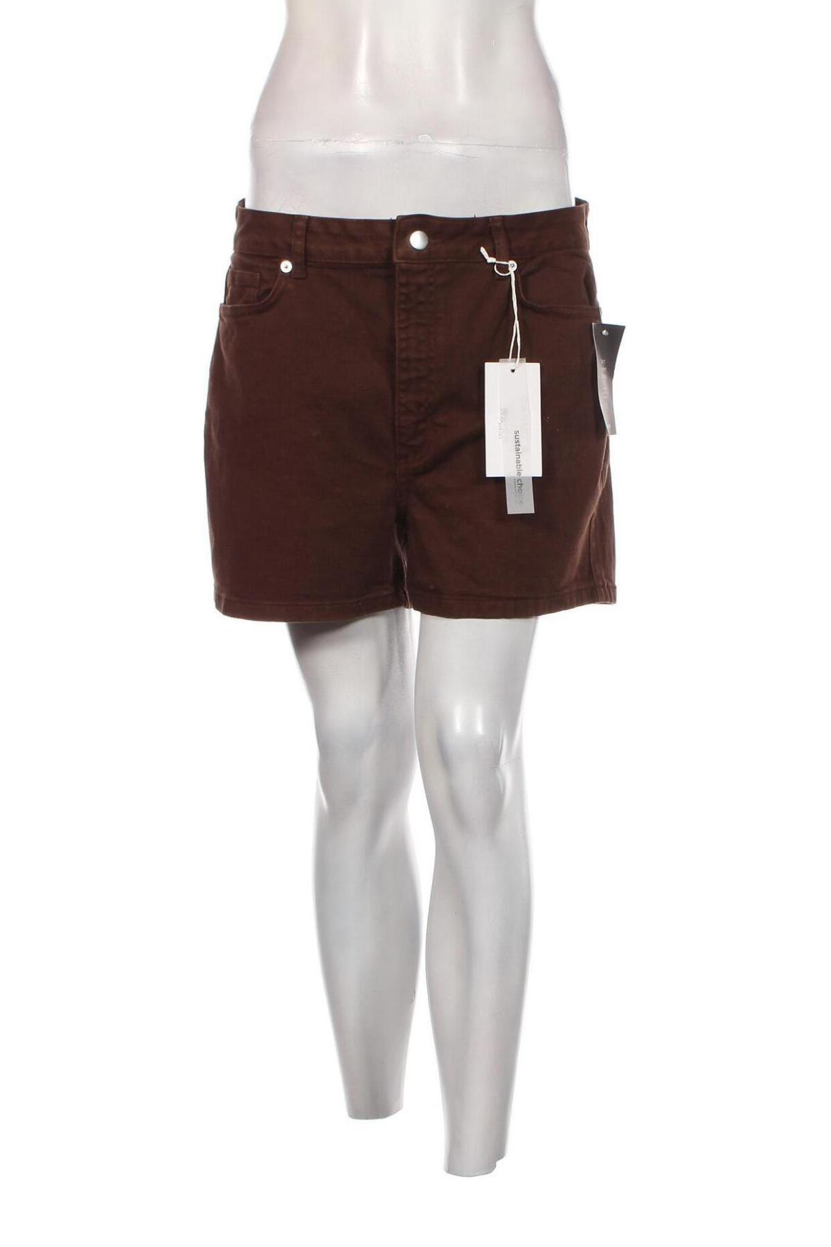 Дамски къс панталон NA-KD, Размер L, Цвят Кафяв, Цена 45,75 лв.