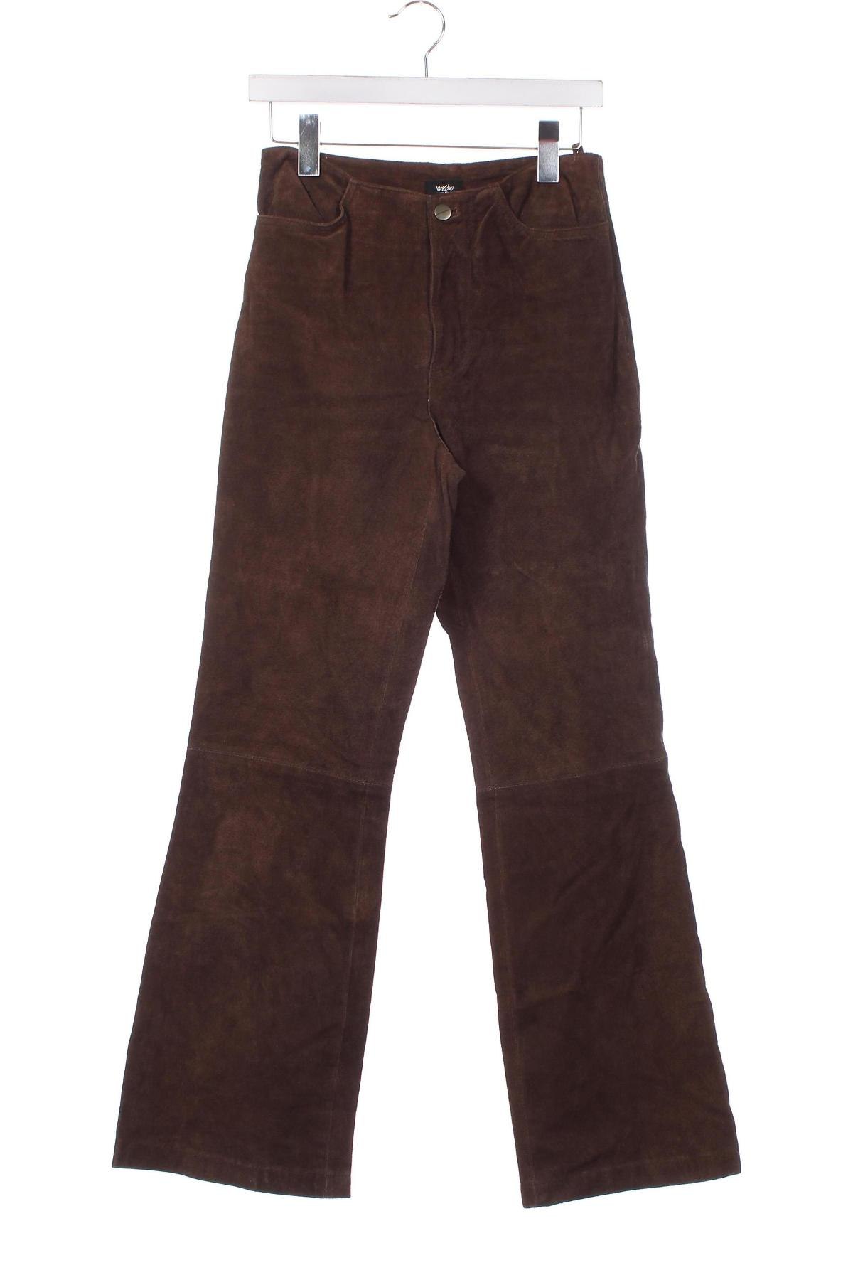 Pantaloni de piele pentru damă Mossimo, Mărime XS, Culoare Maro, Preț 52,80 Lei