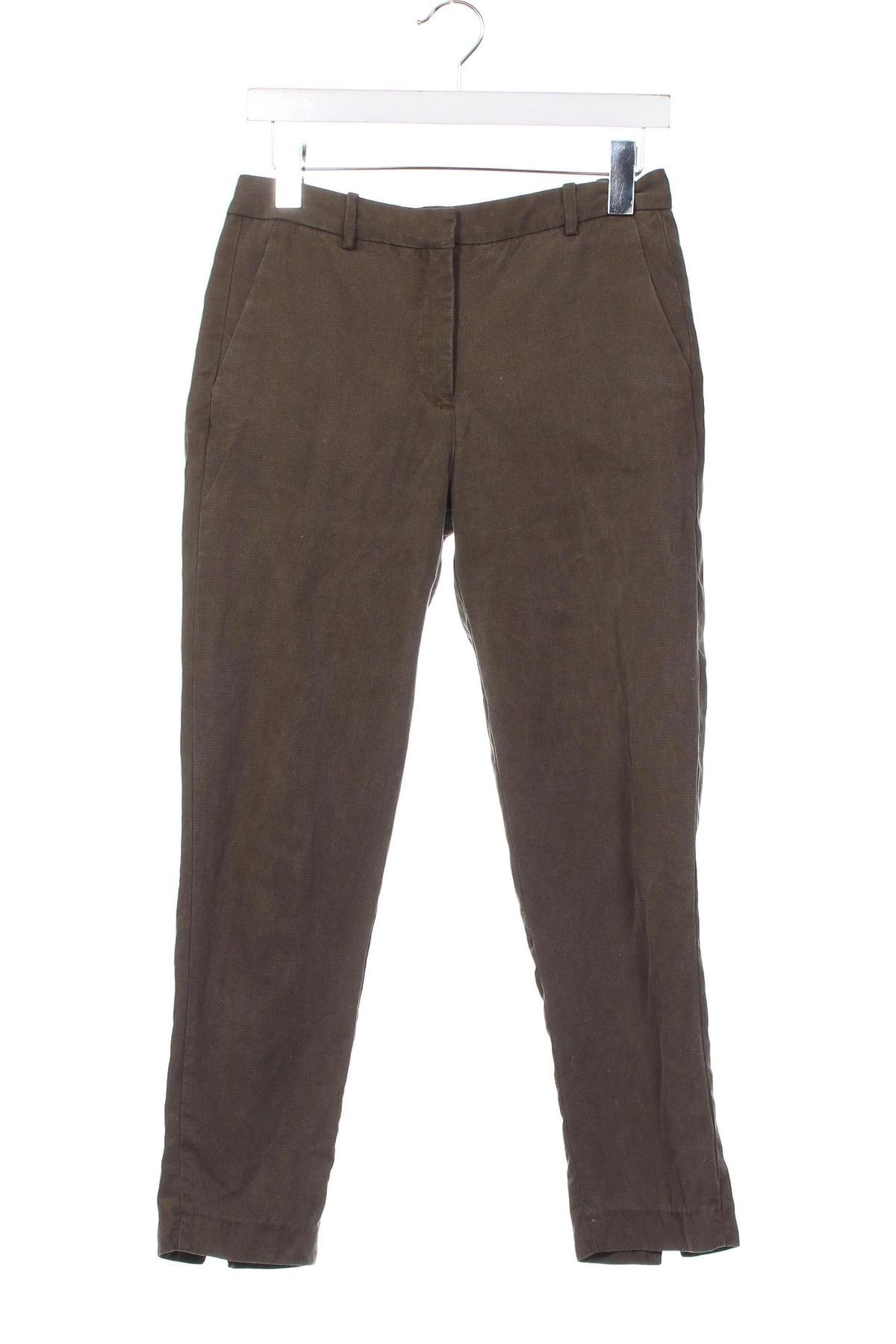 Дамски панталон Zara, Размер XS, Цвят Зелен, Цена 23,59 лв.