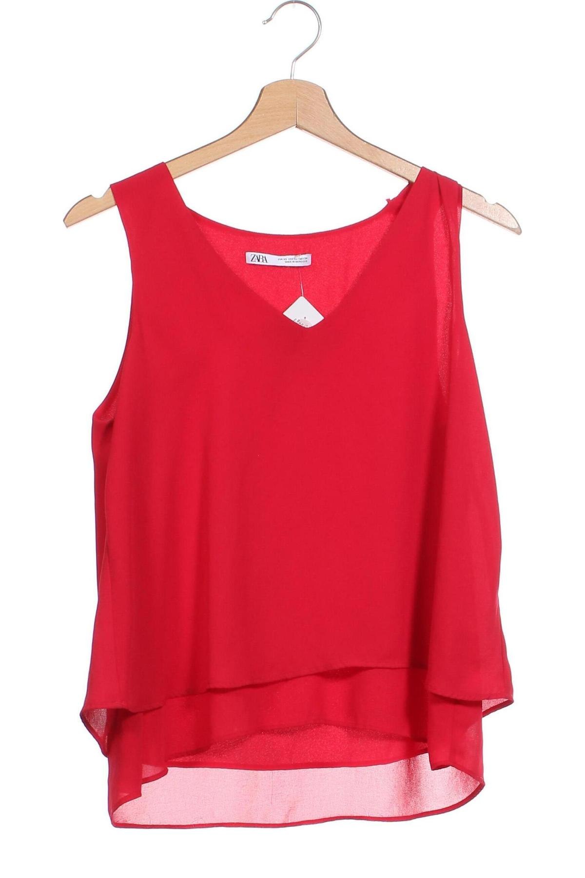 Γυναικείο αμάνικο μπλουζάκι Zara, Μέγεθος XS, Χρώμα Κόκκινο, Τιμή 6,14 €