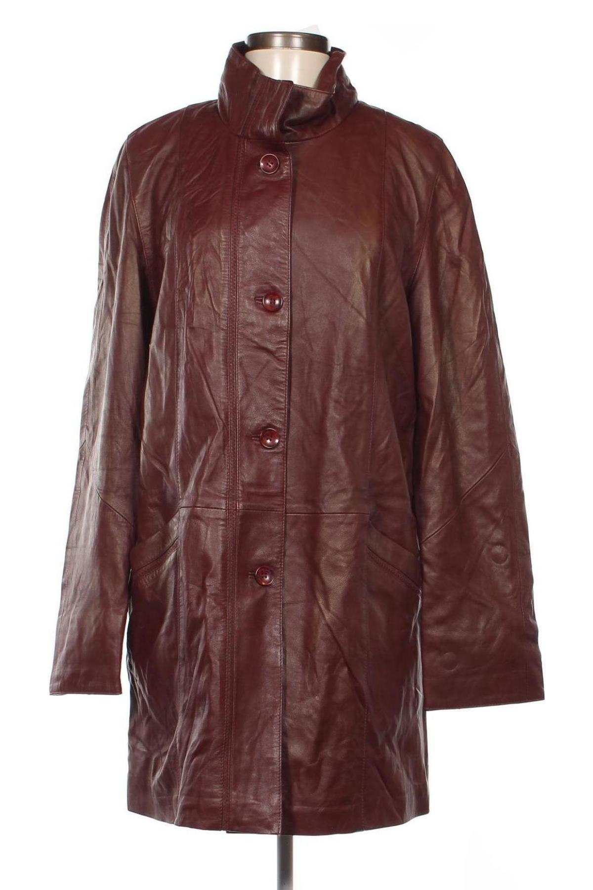 Дамско кожено яке, Размер L, Цвят Червен, Цена 48,15 лв.