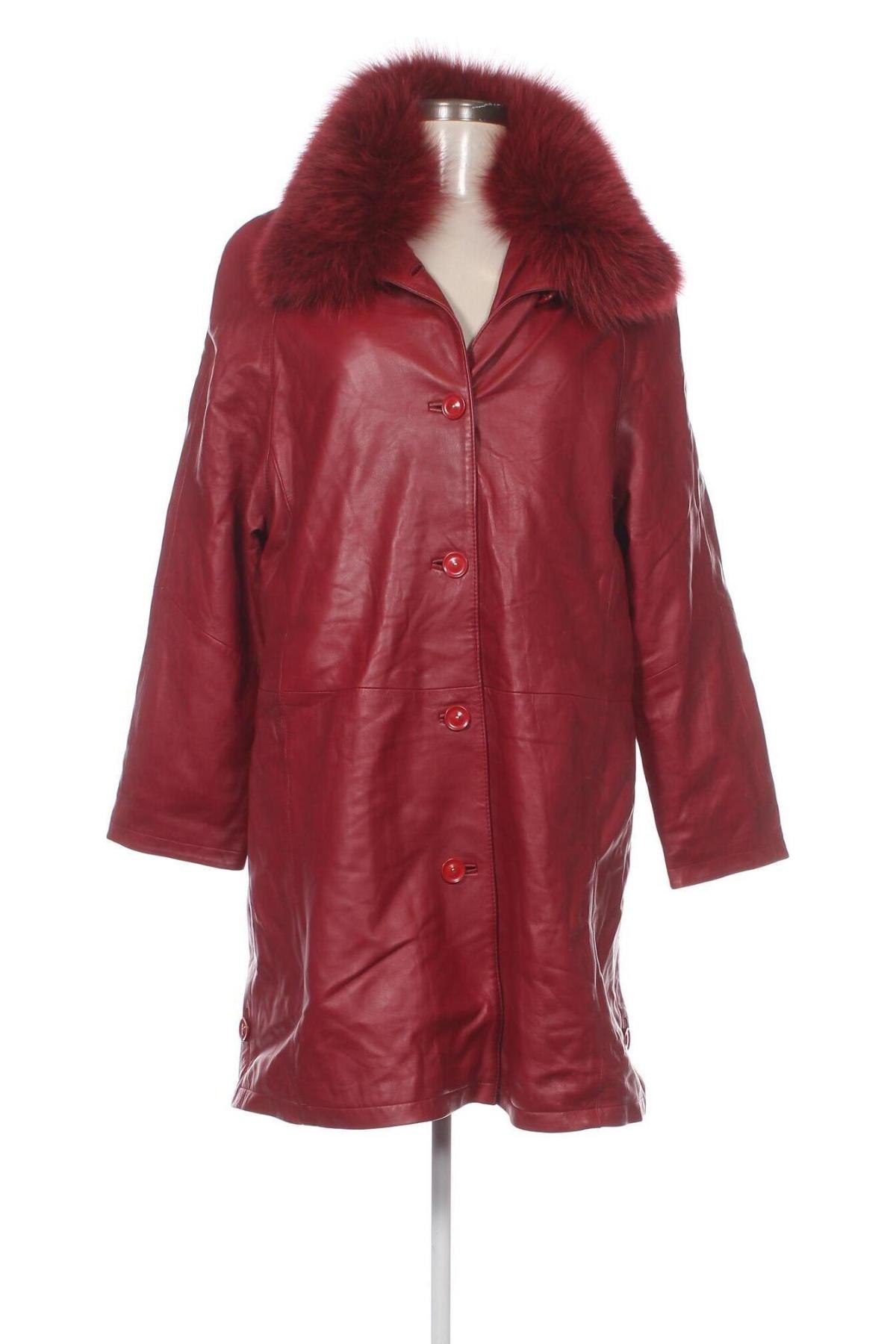 Дамско кожено яке, Размер M, Цвят Червен, Цена 107,00 лв.