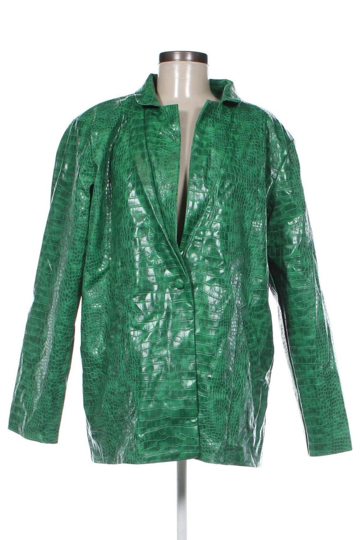 Γυναικείο δερμάτινο μπουφάν Pretty Little Thing, Μέγεθος M, Χρώμα Πράσινο, Τιμή 12,12 €