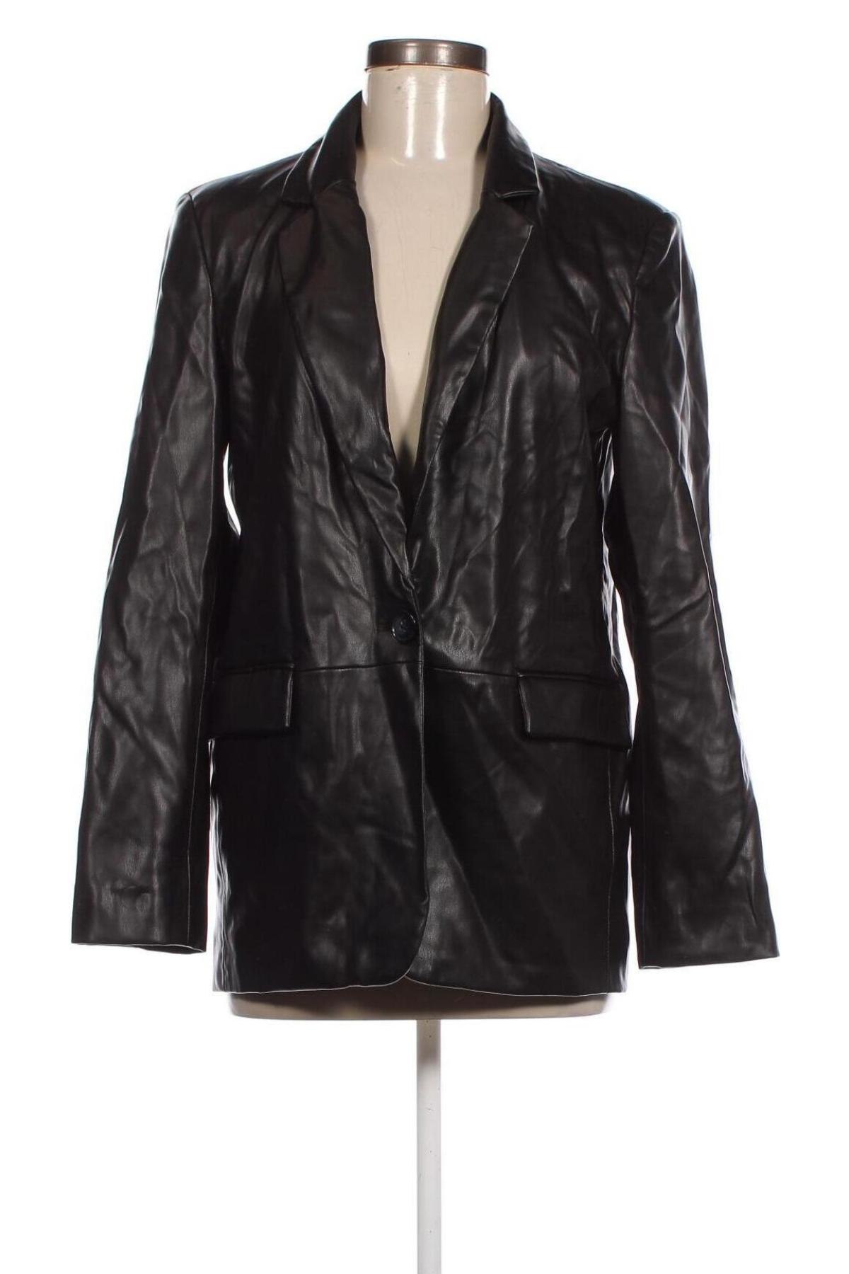 Γυναικείο δερμάτινο μπουφάν Pull&Bear, Μέγεθος M, Χρώμα Μαύρο, Τιμή 30,31 €