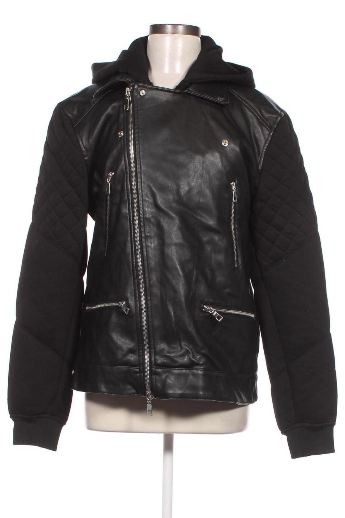 Дамско кожено яке Zara, Размер L, Цвят Черен, Цена 41,00 лв.