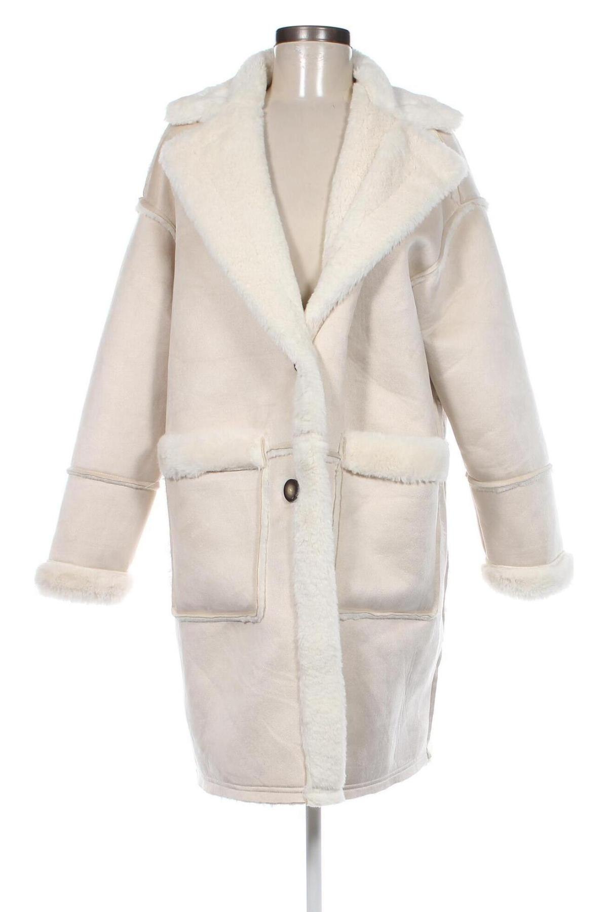 Γυναικείο παλτό Amisu, Μέγεθος M, Χρώμα Εκρού, Τιμή 66,19 €