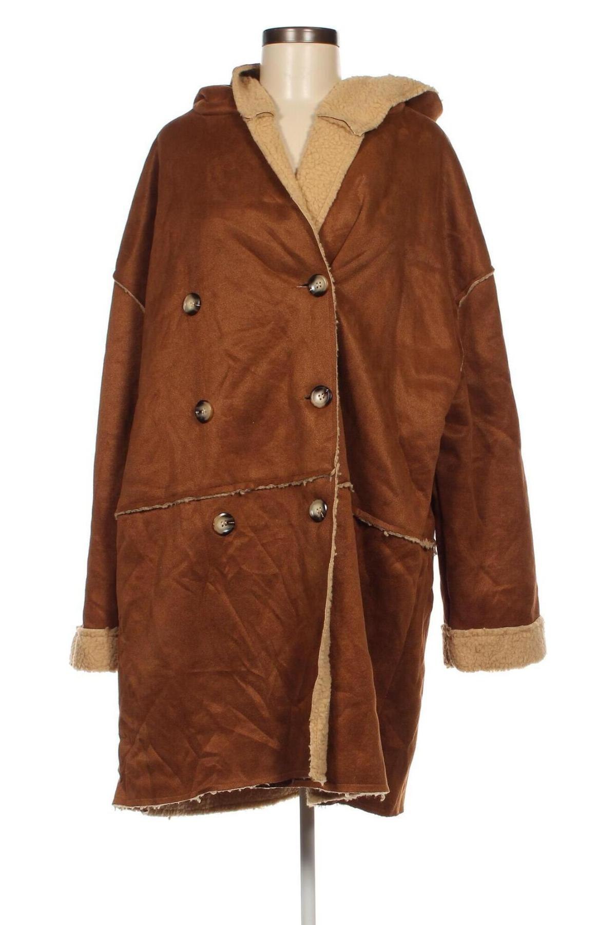 Дамско палто SHEIN, Размер 3XL, Цвят Кафяв, Цена 48,15 лв.