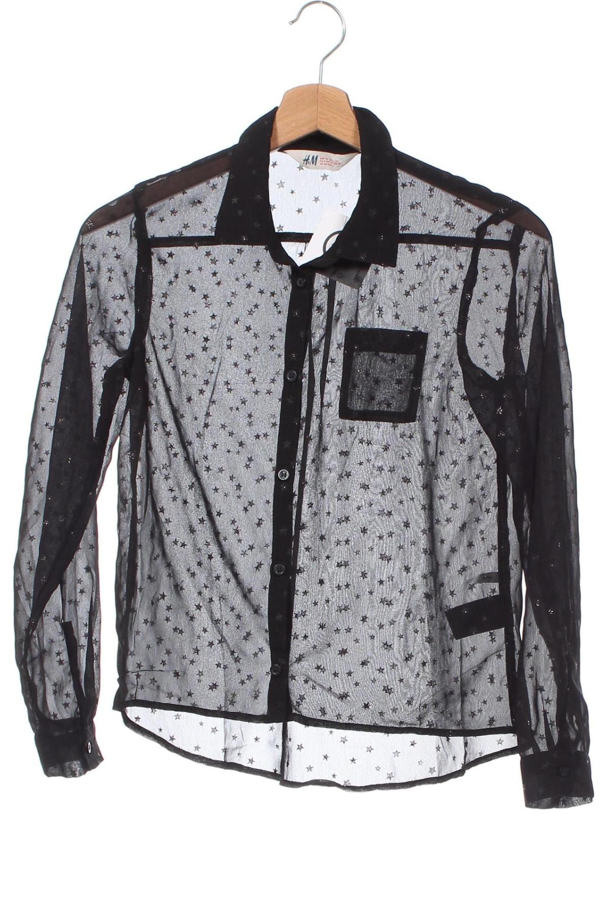 Kinderhemd H&M, Größe 10-11y/ 146-152 cm, Farbe Schwarz, Preis 3,21 €