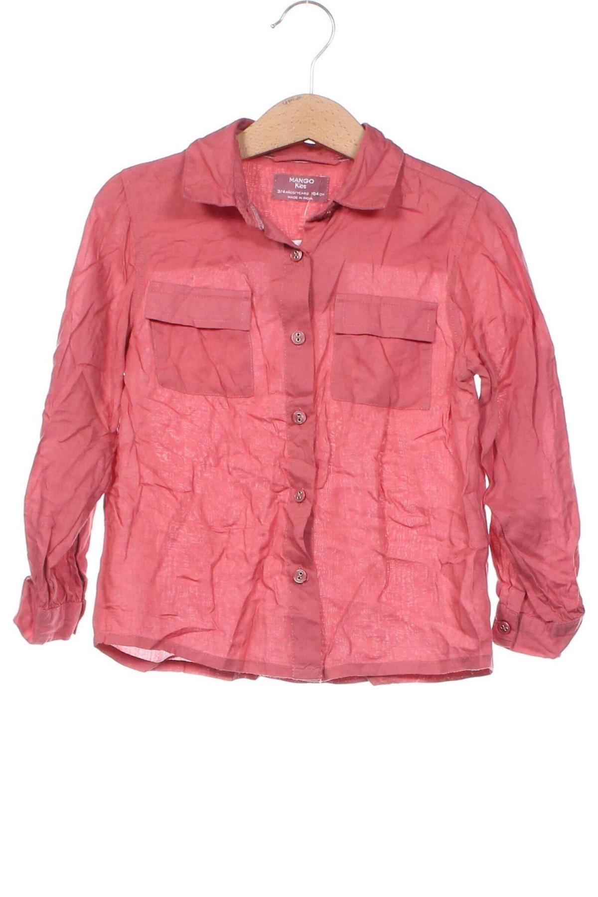 Детска риза Mango, Размер 3-4y/ 104-110 см, Цвят Розов, Цена 5,28 лв.