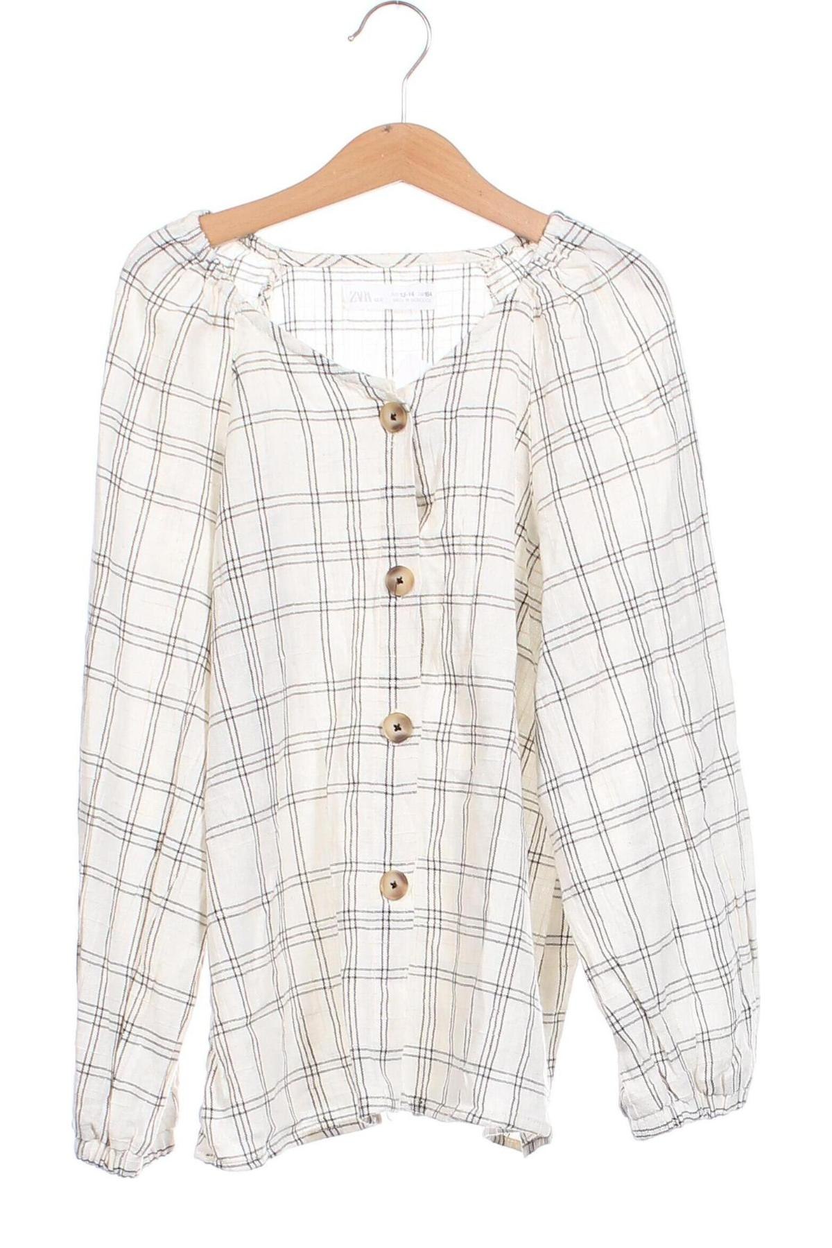 Kinderhemd Zara, Größe 13-14y/ 164-168 cm, Farbe Weiß, Preis 7,00 €