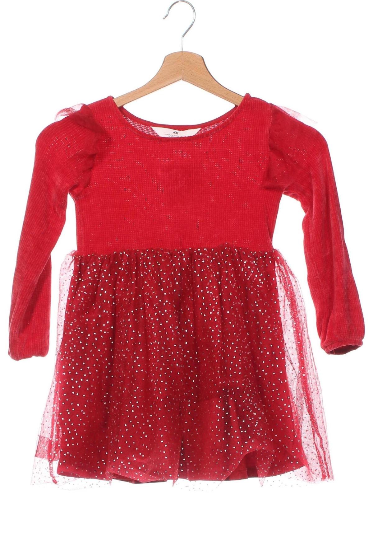 Детска рокля H&M, Размер 4-5y/ 110-116 см, Цвят Червен, Цена 12,19 лв.