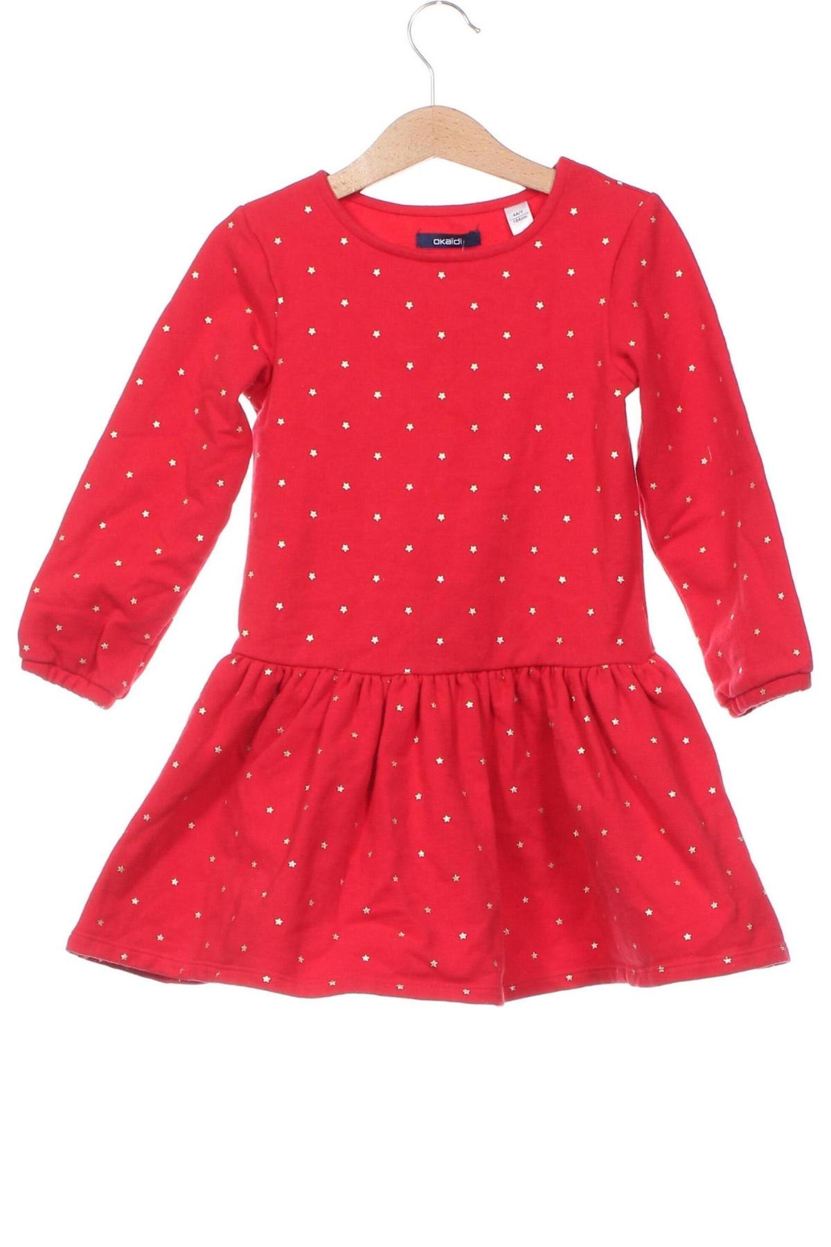 Детска рокля Okaidi, Размер 3-4y/ 104-110 см, Цвят Червен, Цена 32,00 лв.
