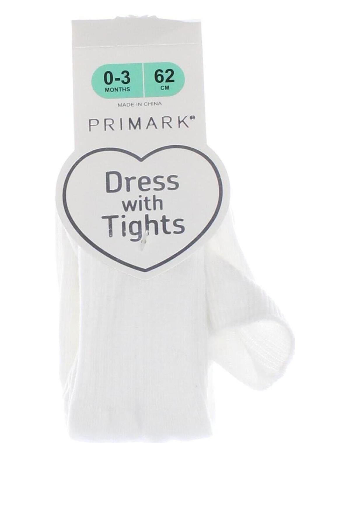 Детски чорапогащник Primark, Размер 2-3m/ 56-62 см, Цвят Бял, Цена 8,40 лв.
