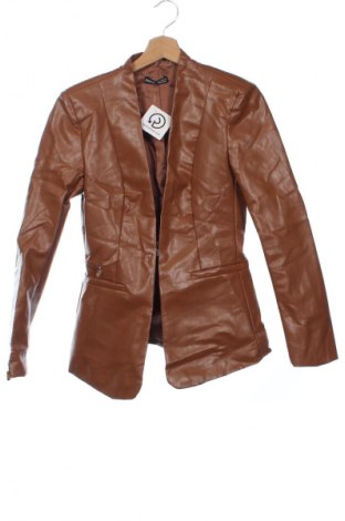 Geacă de piele pentru femei SHEIN, Mărime XS, Culoare Maro, Preț 189,99 Lei