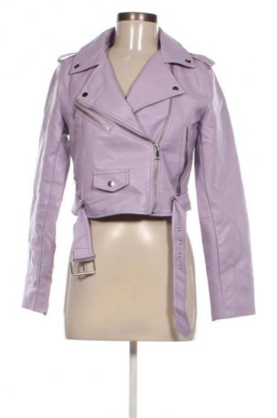 Дамско кожено яке Stradivarius, Размер M, Цвят Лилав, Цена 58,99 лв.