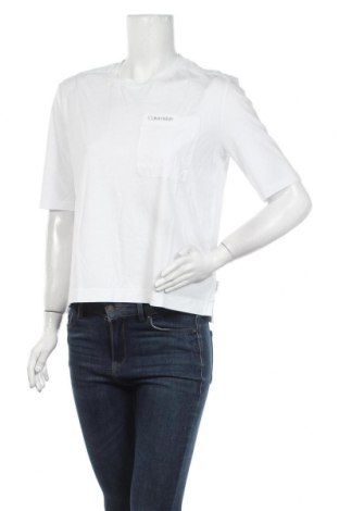 Damen Shirt Calvin Klein, Größe S, Farbe Weiß, 47% Baumwolle, 53% Modal, Preis 30,54 €