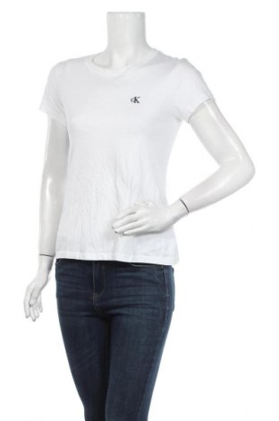 Damen T-Shirt Calvin Klein Jeans, Größe M, Farbe Weiß, Baumwolle, Preis 28,46 €