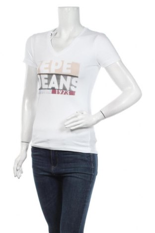 Damski T-shirt Pepe Jeans, Rozmiar XS, Kolor Biały, 95% bawełna, 5% elastyna, Cena 147,40 zł