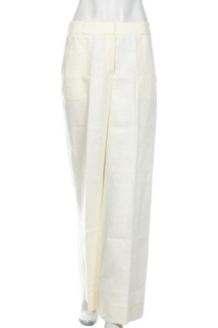 Pantaloni de femei Massimo Dutti, Mărime M, Culoare Ecru, 76% in, 24% bumbac, Preț 256,58 Lei