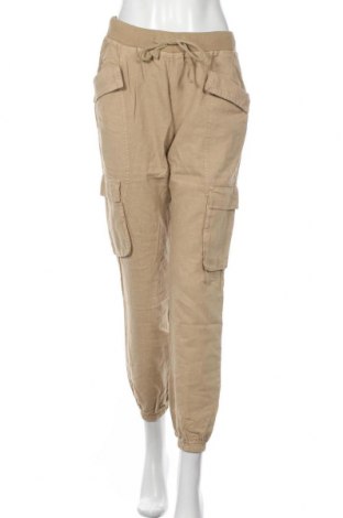 Дамски панталон Yes! Miss, Размер S, Цвят Бежов, 65% памук, 35% лен, Цена 41,40 лв.