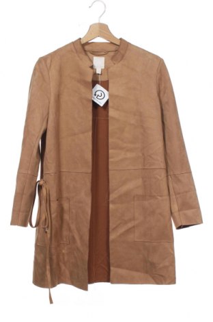 Дамско палто H&M, Размер XS, Цвят Кафяв, 88% полиестер, 12% еластан, Цена 52,00 лв.