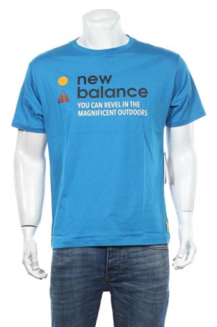 Herren T-Shirt New Balance, Größe M, Farbe Blau, Baumwolle, Preis 21,29 €