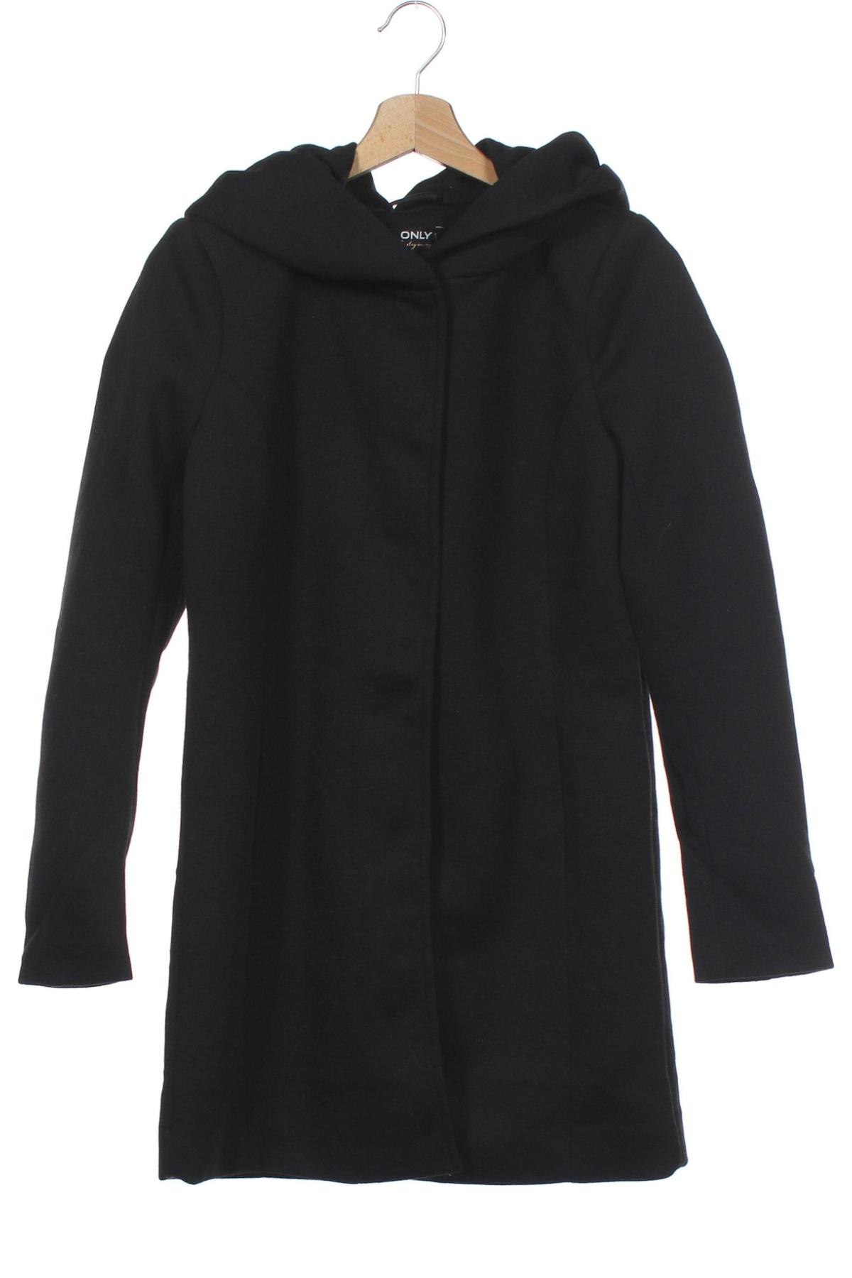 Дамско палто ONLY, Размер XS, Цвят Черен, 85% полиестер, 15% памук, Цена 26,70 лв.