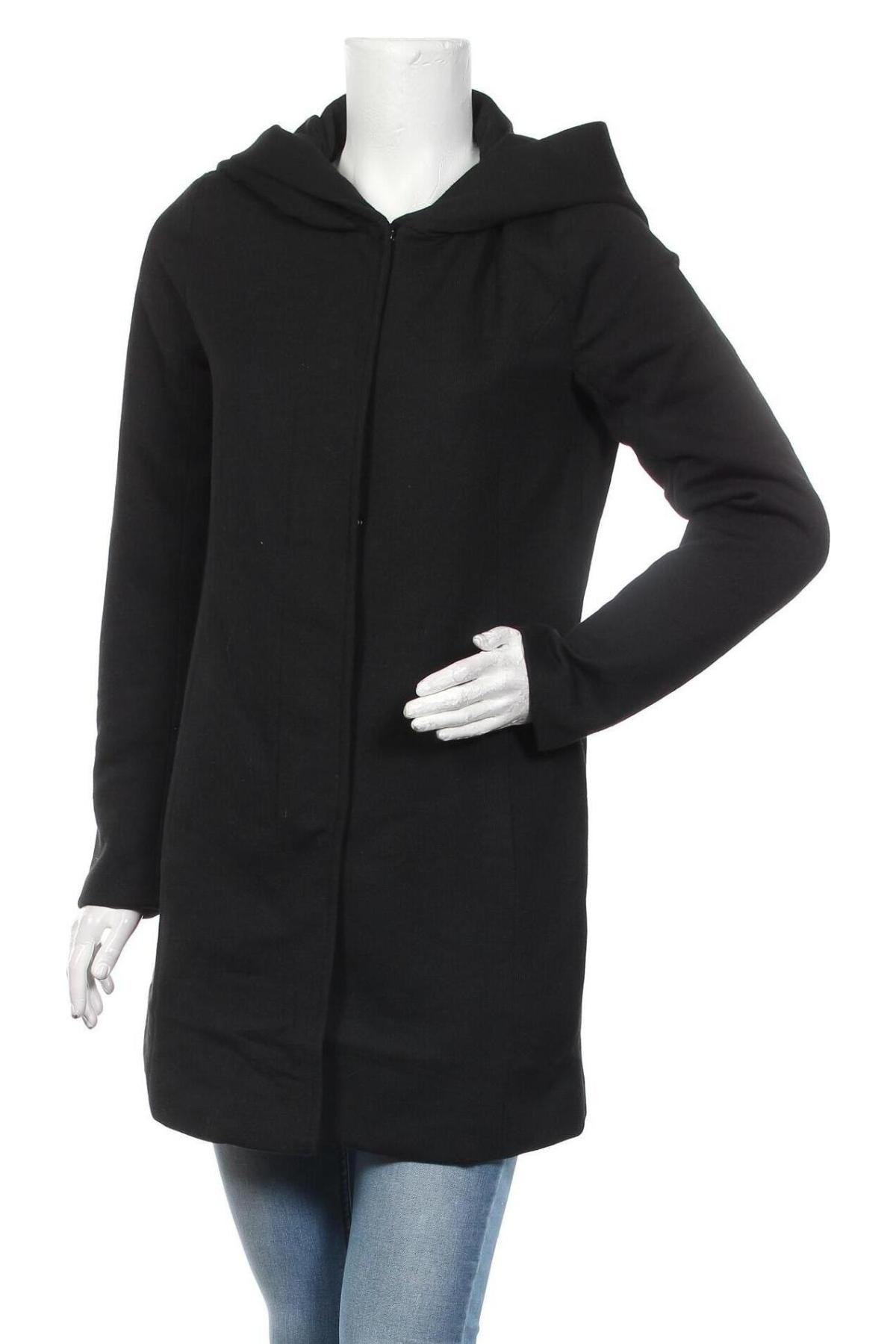 Дамско палто ONLY, Размер M, Цвят Черен, 85% полиестер, 15% памук, Цена 26,70 лв.
