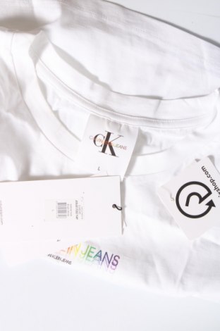 Damen T-Shirt Calvin Klein Jeans, Größe L, Farbe Weiß, Preis 23,97 €