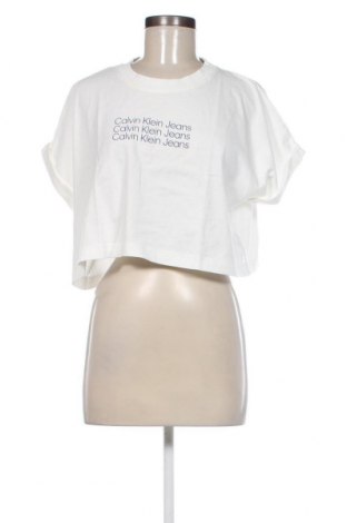 Damen T-Shirt Calvin Klein Jeans, Größe L, Farbe Ecru, Preis € 25,57