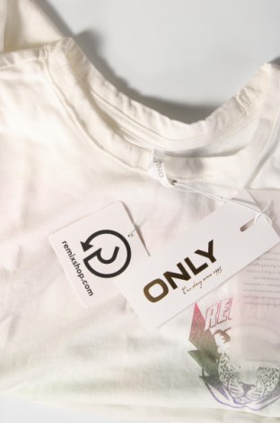 Γυναικείο t-shirt ONLY, Μέγεθος L, Χρώμα Λευκό, Τιμή 7,08 €