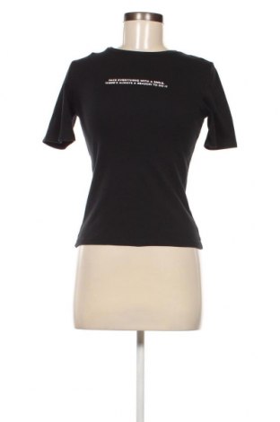 Дамска тениска Zara, Размер M, Цвят Черен, Цена 7,20 лв.