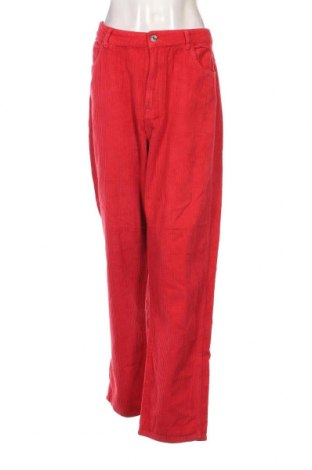 Pantaloni de velvet de femei Bershka, Mărime L, Culoare Roșu, Preț 35,91 Lei