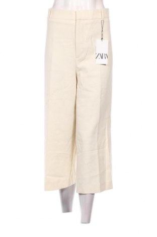 Pantaloni de femei Zara, Mărime L, Culoare Ecru, Preț 95,75 Lei