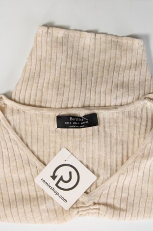 Дамски пуловер Bershka, Размер S, Цвят Бежов, Цена 4,35 лв.