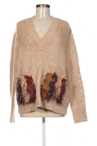Дамски пуловер Zara Knitwear, Размер L, Цвят Бежов, Цена 10,80 лв.