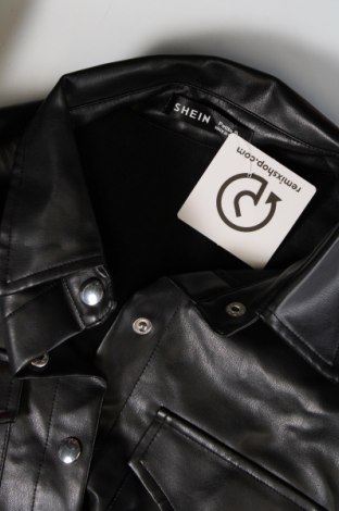 Γυναικείο δερμάτινο μπουφάν SHEIN, Μέγεθος S, Χρώμα Μαύρο, Τιμή 18,19 €
