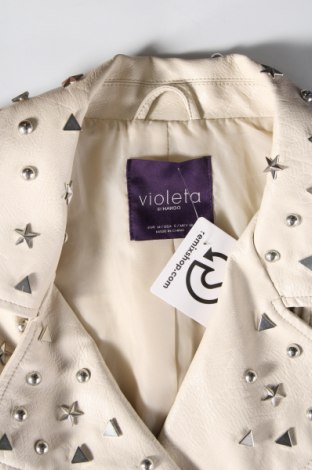 Damen Lederjacke Violeta by Mango, Größe M, Farbe Beige, Preis € 20,97