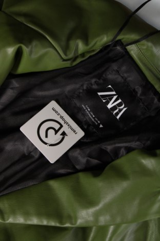 Γυναικείο δερμάτινο μπουφάν Zara, Μέγεθος M, Χρώμα Πράσινο, Τιμή 25,36 €
