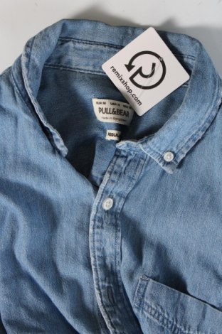 Мъжка риза Pull&Bear, Размер M, Цвят Син, Цена 17,60 лв.