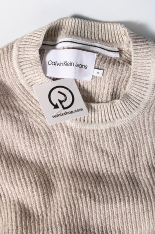 Мъжки пуловер Calvin Klein Jeans, Размер XL, Цвят Бежов, Цена 62,00 лв.