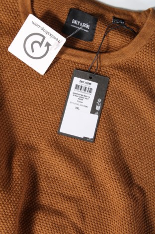Мъжки пуловер Only & Sons, Размер XXL, Цвят Кафяв, Цена 17,48 лв.