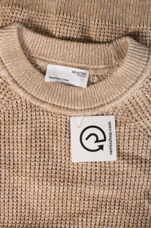 Мъжки пуловер Selected Homme, Размер L, Цвят Бежов, Цена 38,50 лв.