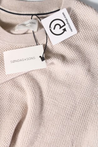 Мъжки пуловер Sondag & Sons, Размер M, Цвят Бежов, Цена 18,40 лв.
