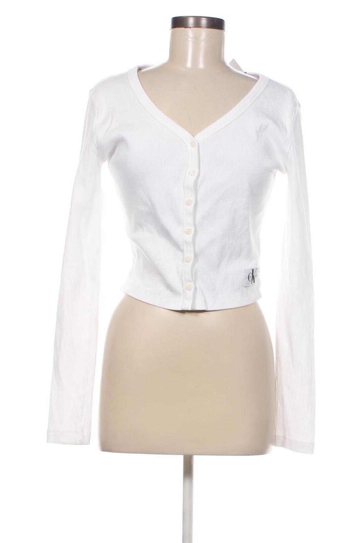 Damen Strickjacke Calvin Klein Jeans, Größe M, Farbe Weiß, Preis 57,55 €