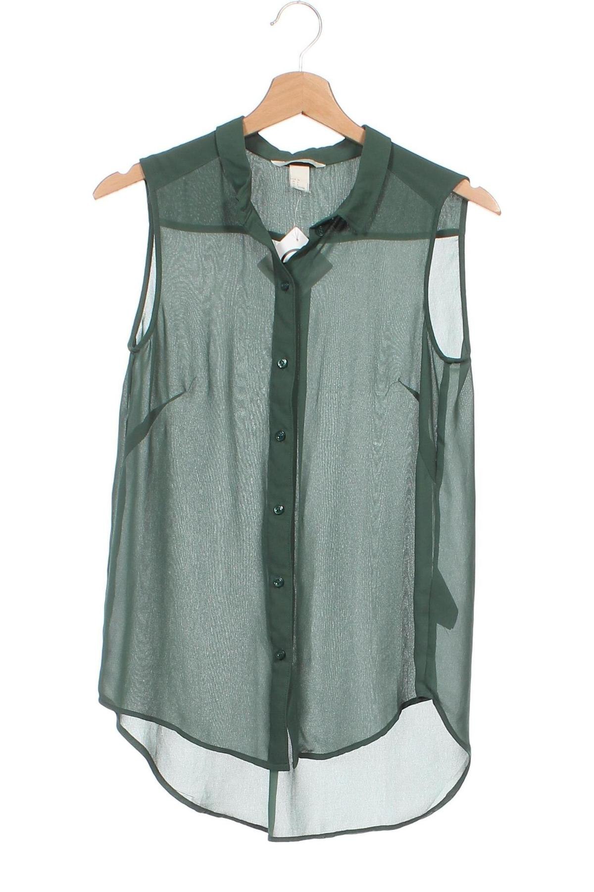 Дамска риза H&M, Размер XS, Цвят Зелен, Цена 27,05 лв.