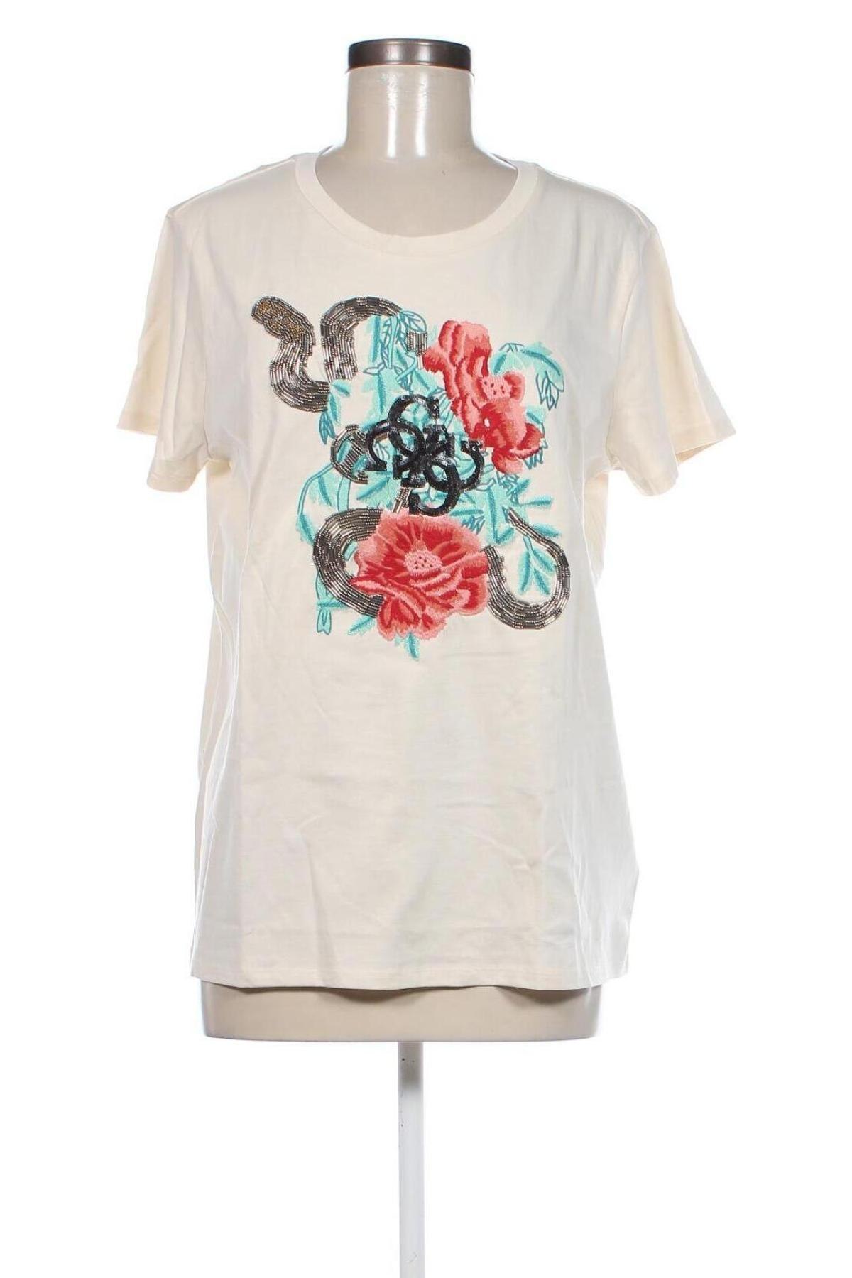 Γυναικείο t-shirt Guess, Μέγεθος L, Χρώμα  Μπέζ, Τιμή 37,11 €