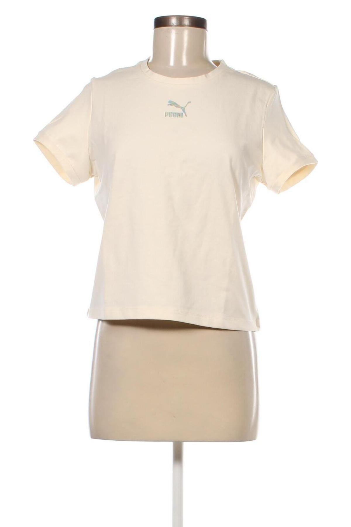 Γυναικείο t-shirt PUMA, Μέγεθος L, Χρώμα Εκρού, Τιμή 31,96 €