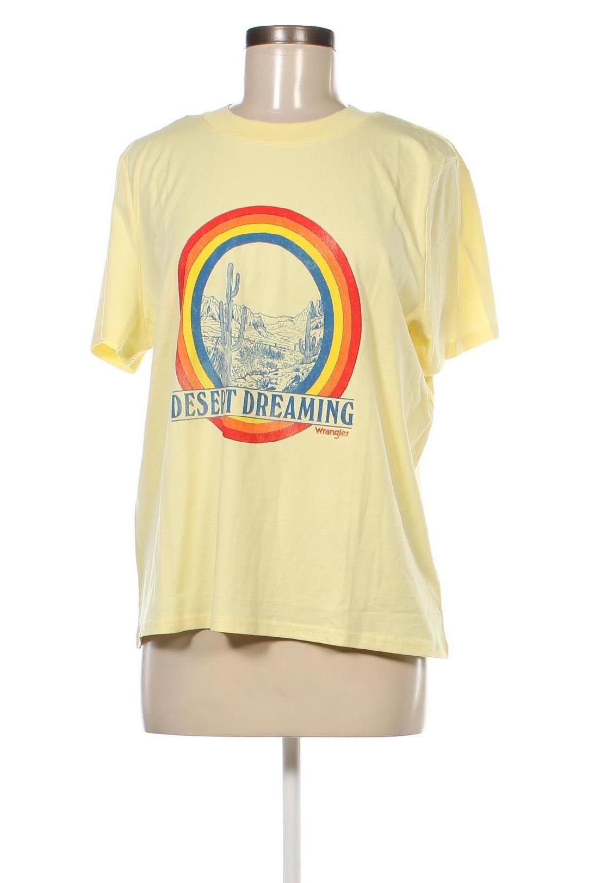 Γυναικείο t-shirt Wrangler, Μέγεθος L, Χρώμα Κίτρινο, Τιμή 20,77 €